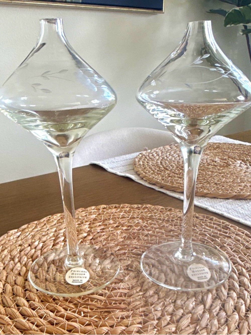 VTG Princess House Clear Etched Oil Lamps (Pair)